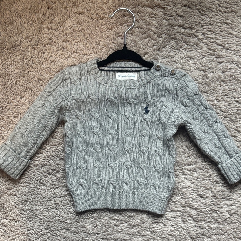 Ralph Lauren Light Gray Cable Knit Sweater